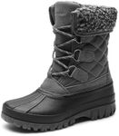 DREAM PAIRS Women's Winter Duck Boots Mid Calf Warm Insulated Faux Fur Lined Waterproof Lace Up Snow Boots,Size 11,Grey,SDSB2422W