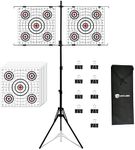 Atflbox Adjustable Paper Target Holder with 10pcs Target Papers for Outdoor, Paper Target Stand for BB Gun, Airsoft, Airgun Backyard Shooting Practice