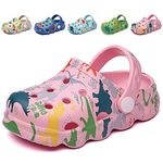 Kids Clogs Mules for Girls Boys Lightweight Garden Shoes Toddler Dinosaur Slip-on Beach Pool Shower Sandals Surf Clogs for Children Pink UK 7/7.5 (Label Size 150mm)