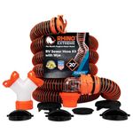 RhinoEXTREME 21056 20-Foot Sewer Hose Kit for RVs with Tandem Holding Tanks - Ready-to-Use Kit - Includes 4-in-1 Adapter, Storage Caps and Swivel Wye Fitting