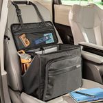 High Road Front Seat Organizer - Laptop Work Bag with Car Office Storage Compartment, 2 Bottle Holders, Zippered Cover and Padded Shoulder Strap for Cars, Trucks and Patrol Vehicles