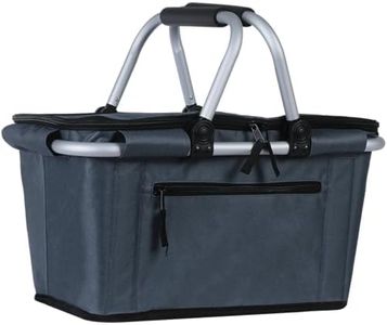 SIYUAN Collapsible Picnic Basket Insulated with Lid 27L Large Capacity Reusable Portable Folding Market Shoping Bag with Handles for Grocery