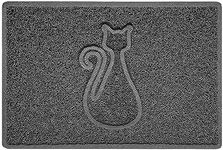 Nicoman Cat Embossed Doormat, Dirt Trapper Mat, Washable, Dark Grey (Waterproof Rubber Backing), Small (60 x 40 cm)