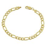 Kooljewelry 14k Yellow Gold Filled Men's Solid 6 mm High Polish Figaro Link Bracelet (8.5 inch), 8.5 inch, Gold