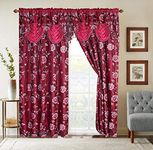 GLORY RUGS Flower Curtain Window Panel Set Luxury Curtains with Attached Valance and Sheer Backing Living Room Bedroom Dining 55x84 Each Balsam Collection