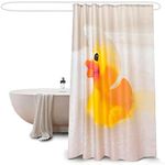 Tonisnono Classic Carton Rubber Duck Kids Waterproof Washable Polyester Shower Curtain with hooks72inchX78inch