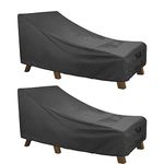 ULTCOVER Waterproof Patio Lounge Chair Cover Heavy Duty Outdoor Chaise Lounge Covers 2 Pack - 84L x 32W x 32H inch, Black