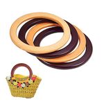 PH PandaHall 4pcs Wood Bag Handle, Round Handles Replacement 5.2 Inch Purse Handle Smooth Handbag Handle Decorative Handles for Straws Beach Canvas Handbags Macrame Crocheted Purse Making