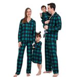 BZSFW Matching Family Christmas Pajamas Set, Classic Baffalo Plaid Holiday PJs Button Sleepwear for Adults Kids Pets (ZGreen/Infant, 18-24 Monthes)