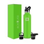 IRON °FLASK Sports Water Bottle - 24 oz, 3 Lids (Straw Lid) - Leak Proof, Durable Double Walled Stainless Steel - Gym Bottles for Men, Women & Kids - Insulated Thermos, Hot & Cold Hiking Canteen