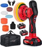 Xtremeauto Glide X6 Cordless Dual Action Car Polisher Kit – 21V Brushless Buffer & Waxing Machine with 2 Batteries, Variable Speed Orbital Polishing Tool for Car Detailing, Scratch Removal & Finishing