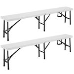 CASARIA® 2x Heavy Duty Foldable Plastic Beer Benches | Trestle Bench | Camping Seating | 8 People | Carrying Handle | Folding Suitcase Function | Garden Party Outdoor BBQ | 183x28x44cm