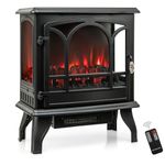 ORALNER Electric Fireplace Heater 23-Inch, Freestanding Fireplace Stove w/Realistic Flame Effect, Remote & 6H Timer, Overheat Protection, Portable Fireplace for Living Room, Bedroom, 1400W, Black