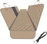 GXT Dog Back Seat Cover for Car SUV and Truck with Mesh Windows, Scratch and Water Resistant Material, Upgraded Version, Deep Khaki (with Dog Leash)