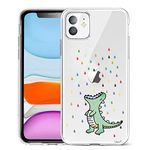 Unov Case for iPhone 11 Case Clear with Design Slim Protective Soft TPU Bumper Embossed Pattern Cover 6.1 Inch (Rainbow Dinosaur)