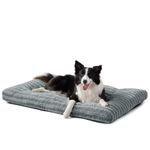 Pawk Large Dog Bed Washable - Fluffy Plush Fur Dog Mattress, Anti-Slip Dog Beds for Dog Crate, Calming Anti Anxiety Dog Mat, 89 × 58 × 9 cm, Grey