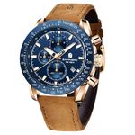 Sapphero Mens Watches Quartz Movement Chronograph Leather Strap Fashion Business Sport Design 30M Waterproof Scratch Resistant Elegant Gifts for Men