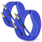 1/4 Inch TRS Instrument Cable 15ft 2-Pack, Canjoy Guitar Cable 6.35mm Male to 6.35mm Male Stereo Audio Cable AMP Cord for Electric Guitar, Bass, Keyboard, Mixer, Amplifier, Speaker