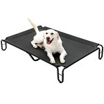 pettycare Elevated Outdoor Dog Bed - Dog Cots beds for Large Dogs XL, Waterproof Raised Dog Bed Easy to Assemble, Cooling Elevated Dog Bed with Teslin Mesh, Durable, Non Slip, Up to 85 lbs,Black