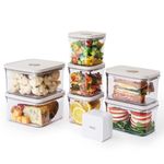 VAKUEN Premium Airtight Food Storage Container. Special Edition Mercury Color 8P/Set. 7pcs Container and Vacuum Sealer. Patented Double Silicone Lining, 100% Leak Proof, BPA-FREE