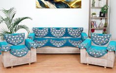 Fashion Throw Sofa Cover L Shape 6 Seats | Chenille Anti-Slip Sofa Cover Protector Covers | Sofa Cover for Living Room | Sofa Slipcovers (Turquoise (Design-2), 5 Seater + Arm Cover)