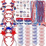 4th of July Patriotic Accessories for kids Including Glasses Necklaces Headbands Bracelets Tattoos for Fourth of July Party Decorations, Independence Day, Memorial Day