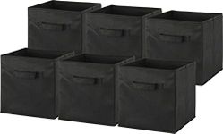 SimpleHouseware Foldable Storage Bins Cubes Organizer, 6 Pack, Black