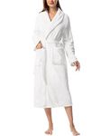 Vislivin Robes for Women Fleece Bathrobe Long Robe Kimono Warm Bath Robes White XL