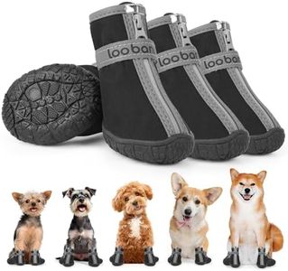 Dog Shoes Small Size Dogs - Dog Boots & Paw Protectors for Hot Pavement Winter Rain Snow, Waterproof Dog Booties with Reflective Strap for Outdoor Hiking Walking Running Training Size 5