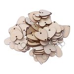 WINOMO 50pcs Heart Wooden Slices With 50 Iron Loops Set For Birthday Reminder Hanging Wooden Plaque Board DIY Calendar Accessories Home Decoration (Burlywood)