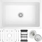 MONSINTA Undermount Kitchen Sink, 27 Inch White Granite Composite Sink, Kitchen Sink, Small Kitchen Sink With Accessories, Granite Kitchen Sink, White Sink Kitchen