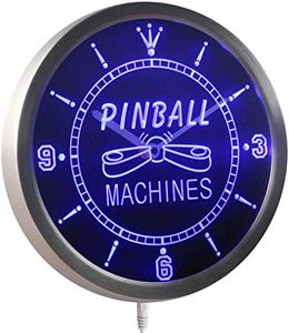 nc0448-b Pinball Machine Game Room LED Neon Clock