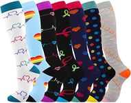 Compression Socks（7 Pair) for Women & Men Circulation 20-30mmhg Knee High Sock is Best Support for Athletic Running,Cycling (S/M, MIX 2)