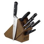 Winco Acero Cutlery line KFP-BLKA 7 Piece Knife Wooden Block Set, Brown