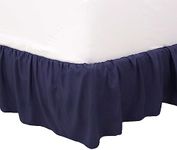 Martex Ruffled Bed Skirt - Easy Fit Lightweight 100% Microfiber Dust Ruffle - Ruffles for Full Beds - Hotel Quality with 16 inch Tailored Drop - Blue Full Bed Skirt (Full, Blue)