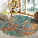 Lahome Modern Abstract Round Rug - 4Ft Colorful Rugs for Entryway Small Bathroom Rugs Washable Circle Mat, Contemporary Indoor Floor Accent Bath Carpet for Kitchen Bedroom Family Room Decor