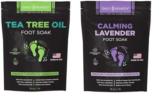 DAILY REMEDY Tea Tree Oil & Calming Lavender Foot Soak Set, Pack of 2, for Foot Pain, Odor, Sore Feet, Athlete’s Foot, Soften Calluses - Natural Blend & Salts, Made In USA