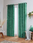 John Aird Crushed Velvet Fully Lined Eyelet Curtains (Emerald Green, 46" Wide x 54" Drop)