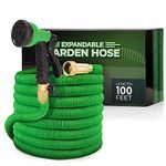 Joey's Expandable Garden Hose with 8 Function Hose Nozzle, Lightweight Anti-Kink Flexible Garden Hoses, Extra Strength Fabric with Double Latex Core (100 FT, Green)