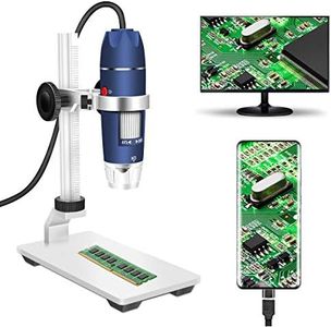 Jiusion HD 2MP USB Digital Microscope 40-1000X Portable Magnification Endoscope Camera with 8 LEDs Aluminum Alloy Stable Stand for OTG Android Mac Windows 7 8 10 Linux