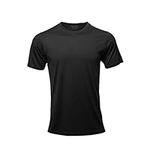 SHEEP RUN Men's Merino Wool Lightweight Hiking Running Workout Breathable Base Layer T Shirt, Black, Large