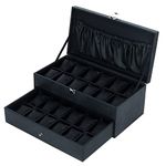 Hard Craft Watch Box Case PU Leather for 24 Watch Slots - Black