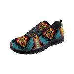 Wanyint Native American Girls Sneakers Aztec Southwest Navajo Lace Up Running Shoes for Women Comfortable Black Sole Shoes Travel Outdoor Casual Training Athletic Shoes Sport Athletic Shoes