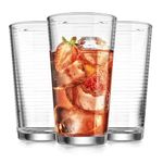 Glaver's Drinking Glasses Set of 10 Highball Glass Cups, Premium Quality 17 Oz. Coolers, Ribbed Glassware. Ideal for Water, Juice, Cocktails, and Iced Tea. Dishwasher Safe.