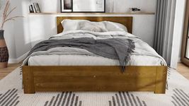 Nodax King Size Bed Frames – Solid Pine Wooden Bed Frame for Adults, Polaris (F11) Easy Assemble Bed with Sturdy Slats & Extra Four Supportive Legs, Comfortable Bedroom Furniture | 5' (150x190cm, Oak)
