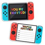 Xinfin 20pcs Video Gaming Party Invitations, Birthday Kids' Party Invitations & Birthday Cards, Game Theme Party Invites for Boys, Childrens Party Invitations Supplies Double-Sided