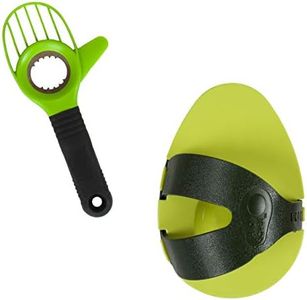 Simply Served Avocado Slicing and Storage Set, 3-in-1 Avocado Slicing Tool, Split, Pit, and Slice Avocados Safely and Effectively, Store Avocados and Reduce Browning, Green