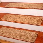Gleckn Natural Braided Jute Stair Tread Mat Household Carpet Staircase Nonslip Step Rug Set -13 (Multicolour, Size 9x26 inch)