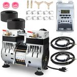 Goldlife A1 Pond Aerator, 1HP 750W 110V/120V 7CFM Aerartion System for Up to 5 Acre Lake, With Air Compressor & 2 100FT Tubings & 2 Diffusers & Timer, for Outdoor Ponds Water Oxygen Circulation