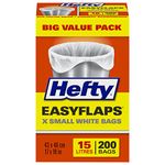 Hefty® Garbage Bags, Value Pack Small 15 Litres White, Flaps, 200 Bags